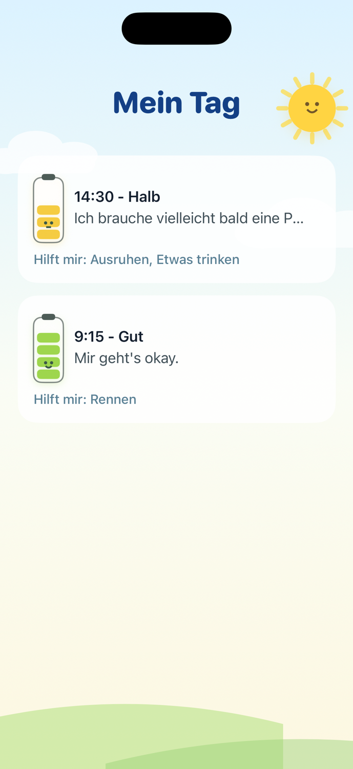 Screenshot: Verlauf im Tab Mein Tag