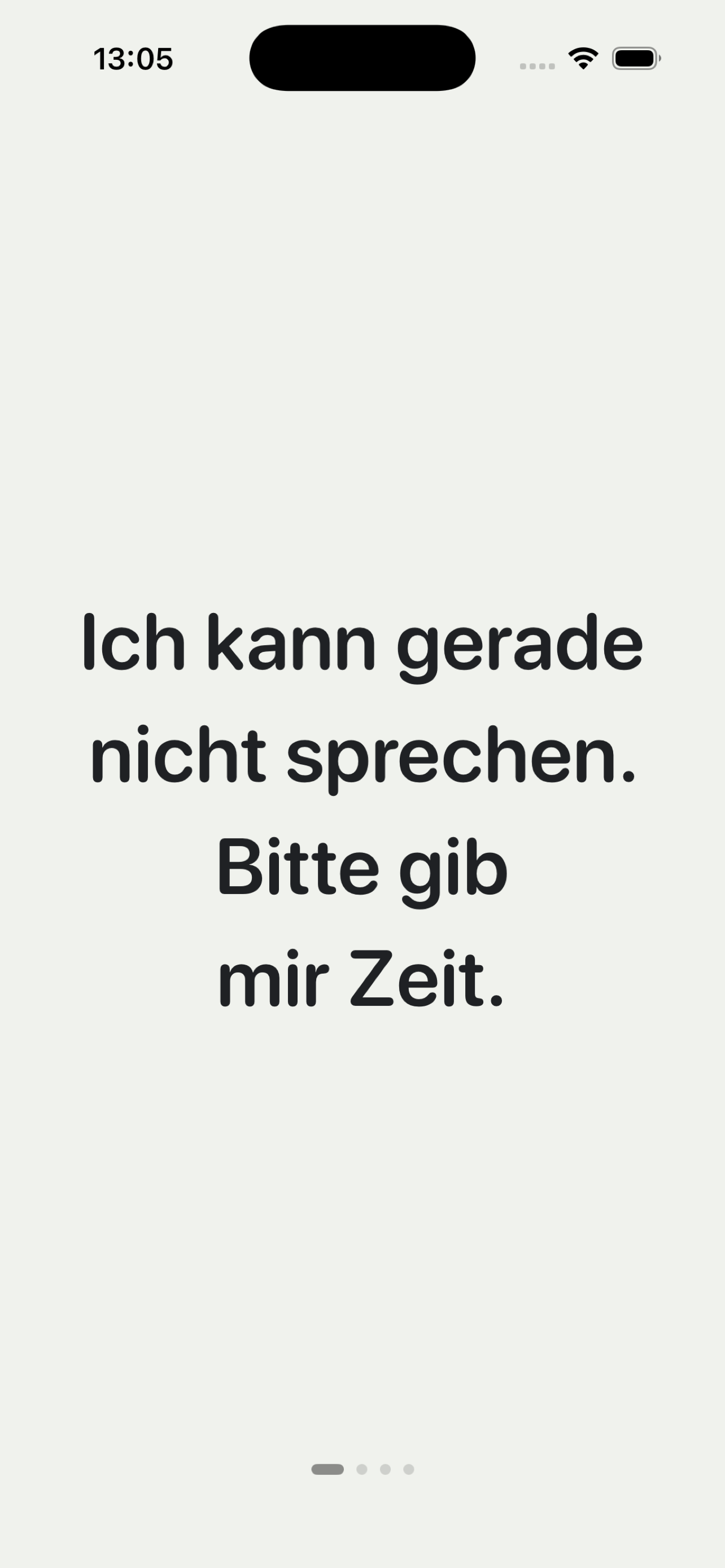 OneMoment Karte: Ich kann gerade nicht sprechen. Bitte gib mir Zeit.