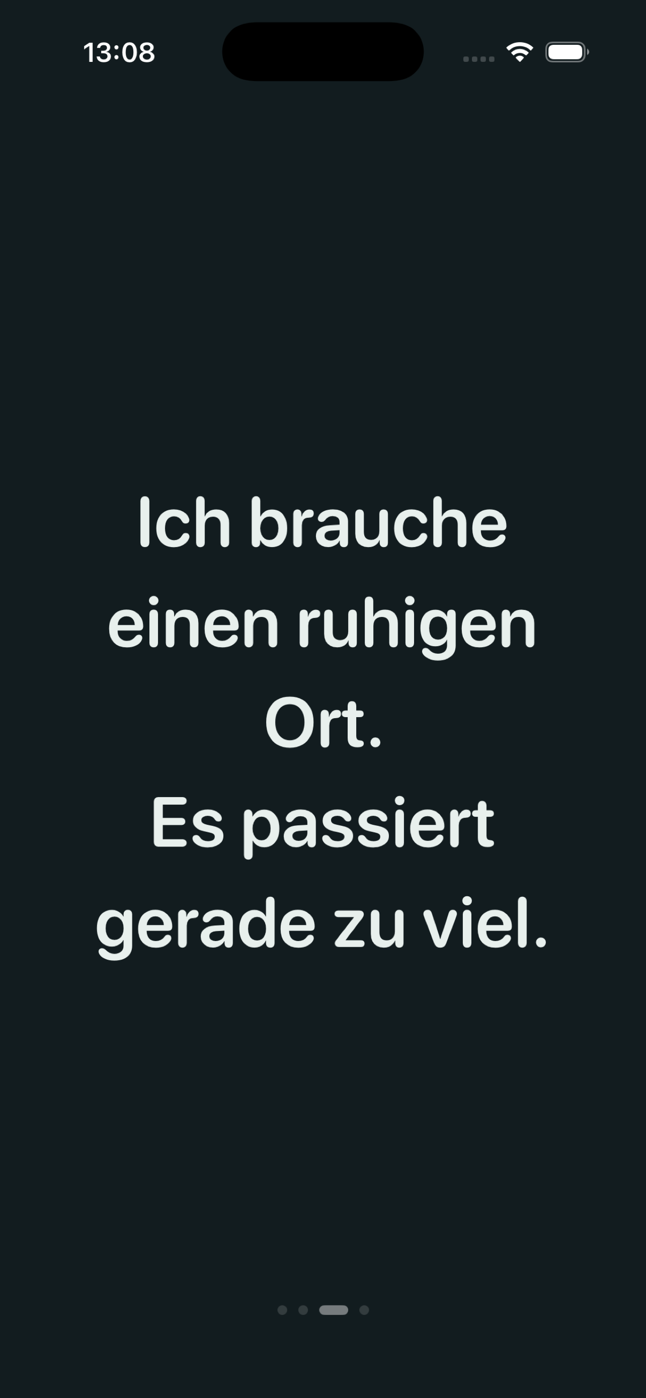 OneMoment Karte: Ich brauche einen ruhigen Ort. Es passiert gerade zu viel.